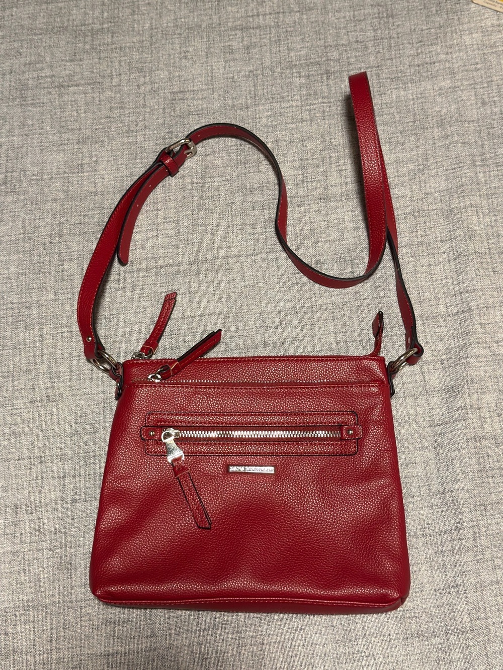 Dana Buchman Red Pebbled Leather Crossbody Bag